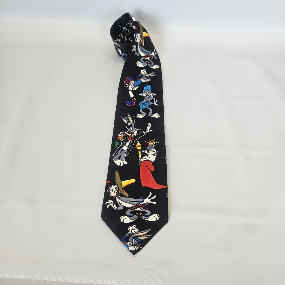 Warner Bros Looney Tunes 90s Bugs Bunny Nostalgia Neck Tie Western Sports